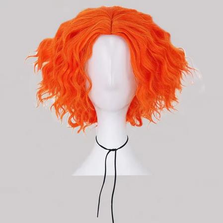 Anime Cosplay Orange Hair - วิกผมคอสเพลย์ Mad Hatter วิกผมสั้นสีส้มลอน วิกผมคอสเพลย์อลิซในแดนมหัศจรรย์ 2
