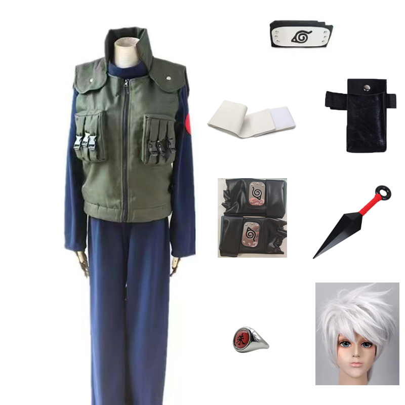 Anime Cosplay Ninja - คาคาชิคอสเพลย์เครื่องแต่งกายอะนิเมะนินจาฮัตทาเกะชุดเสื้อกั๊กกางเกงฮาโลวีนคอมมิคคอนปาร์ตี้เครื่องแต่งกายของขวัญวันเกิด