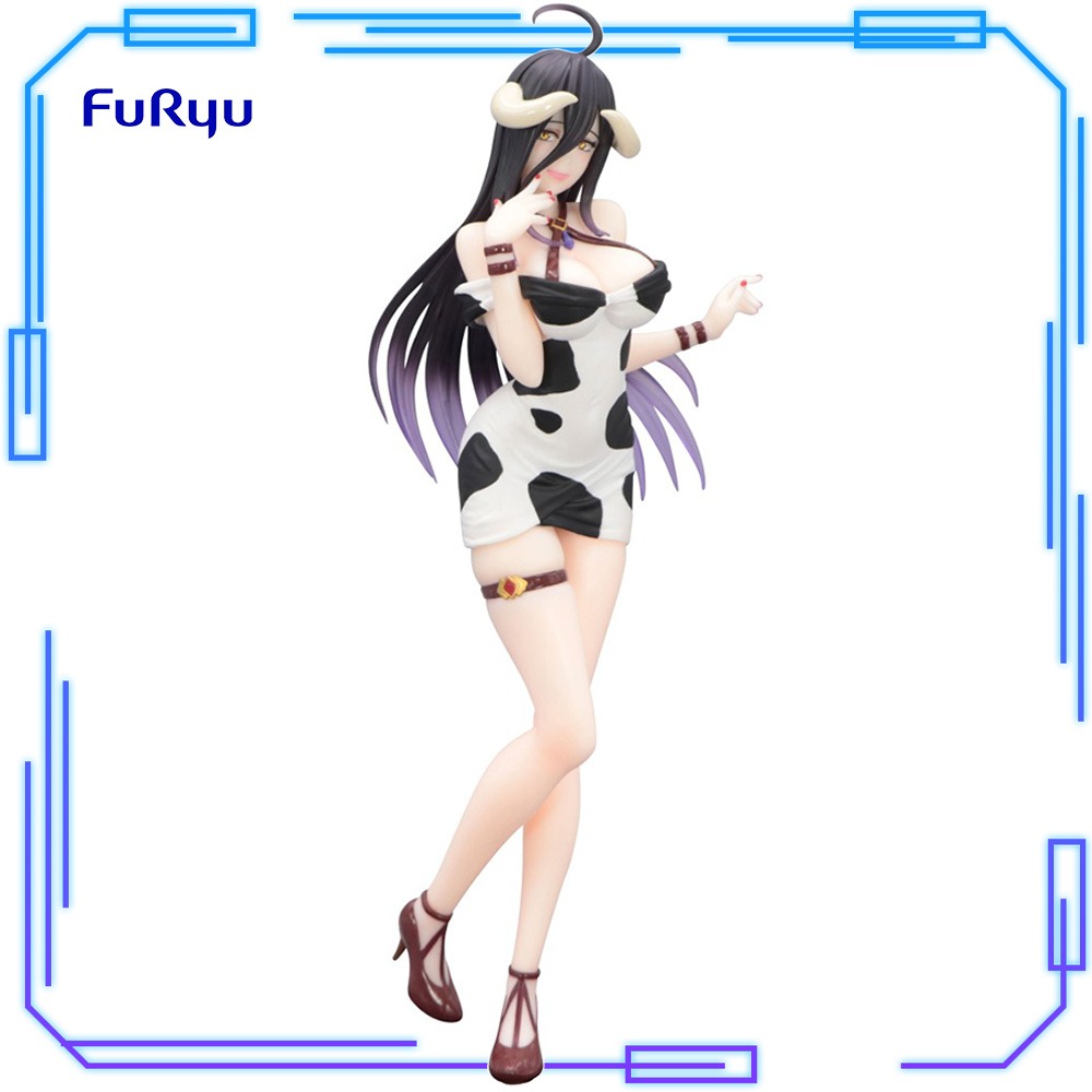 Anime Cosplay Albedo - ฟุริวของแท้ ฟิกเกอร์อนิเมะโอเวอร์ลอร์ด ทริโอ-ไทร-ไอที อัลเบโด้ ชุดมินิเดรสลายวัว ของเล่นโมเดลขนาด