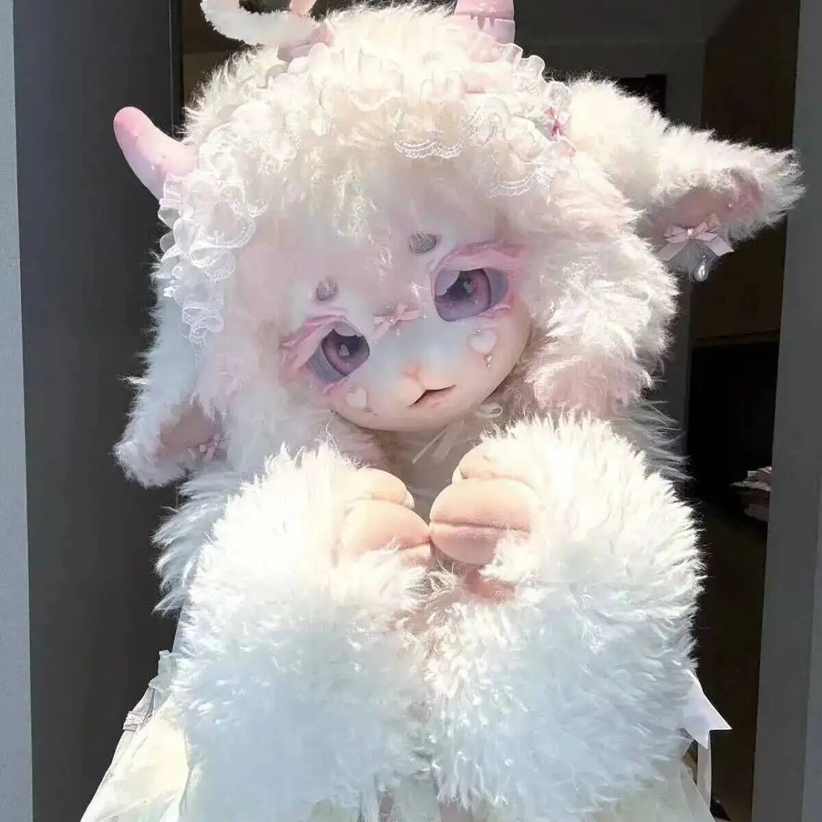 Anime Cosplay With Mask - หน้ากากคอสเพลย์คิคฟิวร์สูททำมือ รูปแกะน่ารัก สไตล์คีโมโน สำหรับคอสเพลย์อนิเมะ ชุดคอสตูมเต็มตัวสไตล์โลลิต้า สำหรับแฟนคลับขนฟู