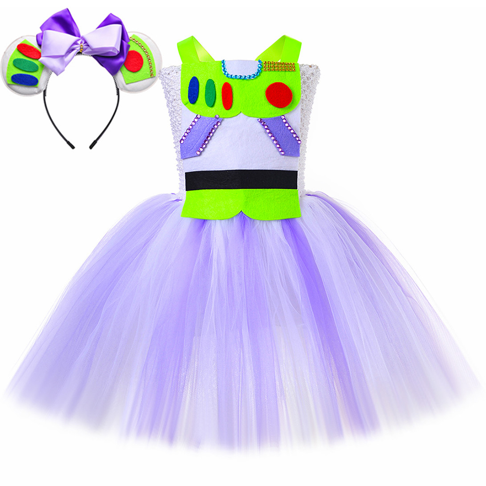 Anime Cosplay Toddler - สาว Buzz Lightyear เครื่องแต่งกายเด็กวัยหัดเดินเด็กฮาโลวีนวันเกิด Party Tulle