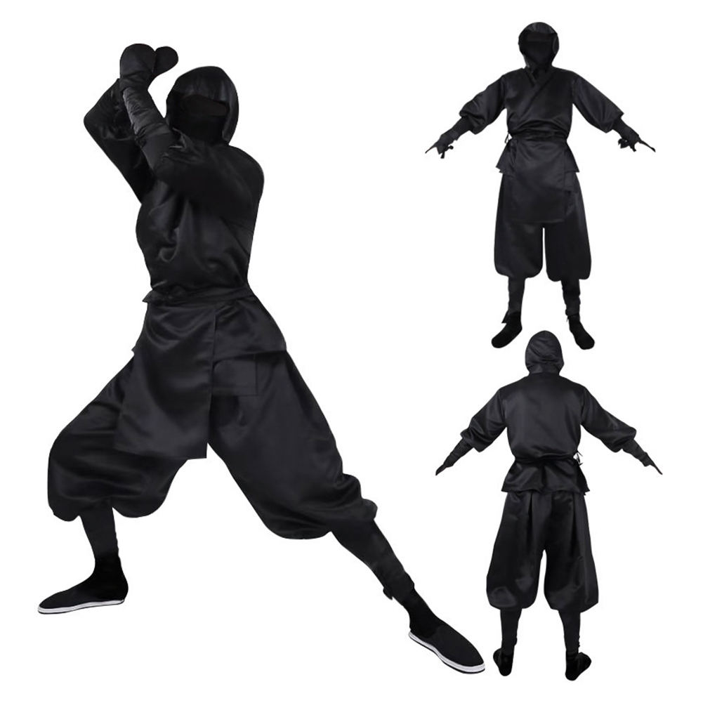 Anime Cosplay Ninja - อะนิเมะนินจาคอสเพลย์เครื่องแต่งกายผู้ใหญ่ซามูไรแฟนตาซีชุดกิโมโนมีฮู้ดสีดำชุดฮาโลวีนปาร์ตี้คาร์นิวัลชุด