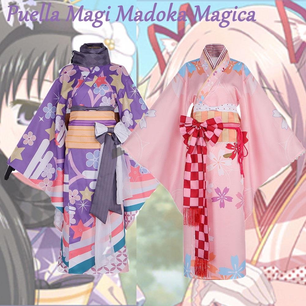 Anime Cosplay Diy - สาวน้อยเวทมนตร์ มาโดกะ มาจิก้าคอสเพลย์ชุดกิโมโน, คานาเมะ มาโดกะ และ