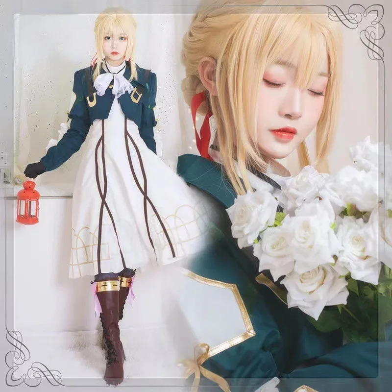 Violet Evergarden Dress - อะนิเมะไวโอเล็ต เอเวอร์การ์เดนคอสเพลย์ชุดเดรสฮาโลวีนเครื่องแต่งกายสำหรับผู้หญิงชุดวิกผมปาร์ตี้ชุดโลลิต้าเสื้อผ้า NM35