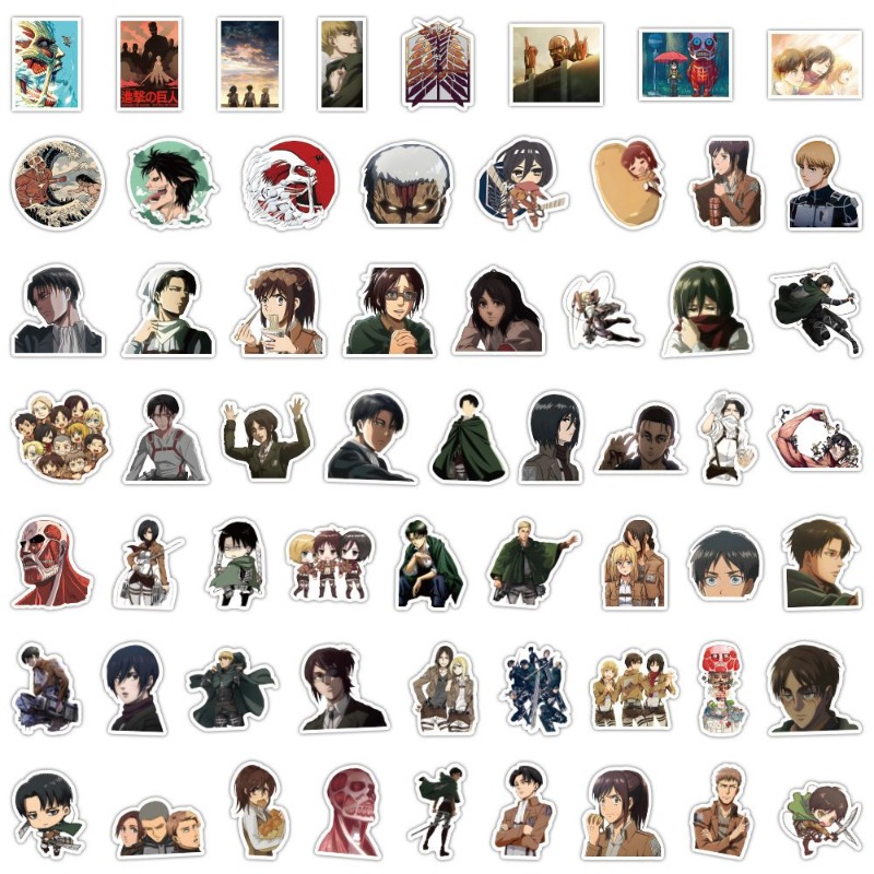 Anime Cosplay Diy - 60 ชิ้นสติกเกอร์อนิเมะ Attack on Titan น่ารักสวยงาม