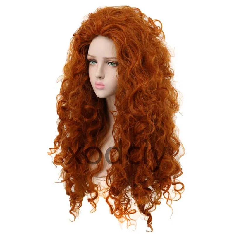 Anime Cosplay Orange Hair - EW5DY20Movie บราวี ปริ๊นเซส เมริดาคอสเพลย์เมย์ ลิดาทนความร้อนยาวสีส้มหยิกวิกผมสังเคราะห์ +