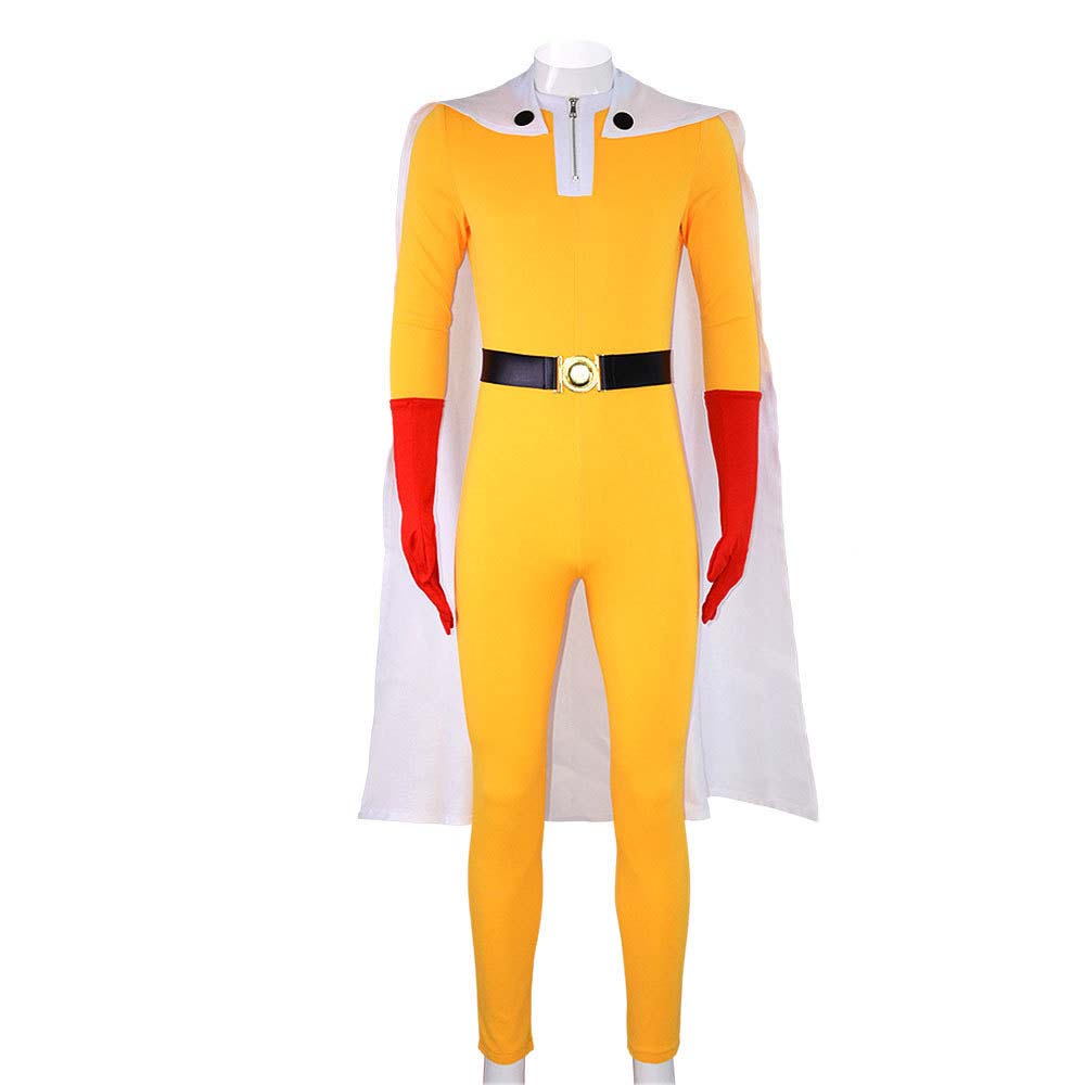 Anime Cosplay One Punch Man - ชุดคอสเพลย์ไซตามะจากอนิเมะวันพันช์แมนสำหรับผู้ชาย ชุดจั๊มสูทสีเหลือง
