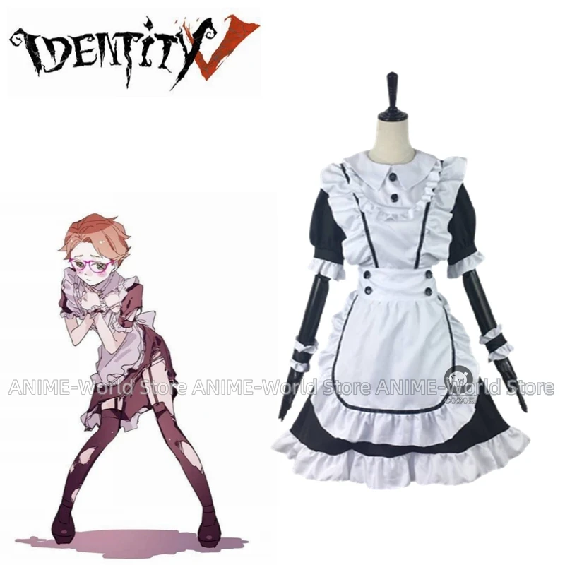 Anime Cosplay For Black Guys - เครื่องแต่งกายแม่บ้านนำโชคชุดคอสเพลย์อัตลักษณ์ของเกมใส่ได้ทั้งชายและหญิงชุดคอสเพลย์แม่บ้านสีดำชุดคอสเพลย์ + ผ้ากันเปื้อน + ข้อมือ +
