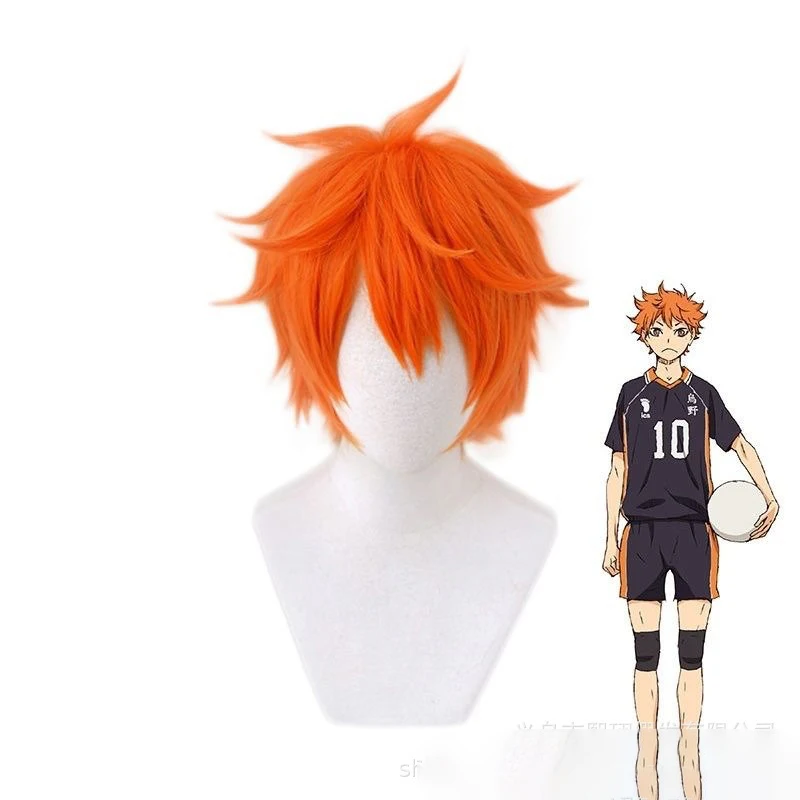 Anime Cosplay Orange Hair - อนิเมะไฮคิว!! ฮินาตะ โชโย คอสเพลย์วิกผมเด็กชายผมสั้นสีส้มไหมทนความร้อนสูงสวมใส่ทุกวันเทศกาลปาร์ตี้วิกผมเต็มศีรษะ