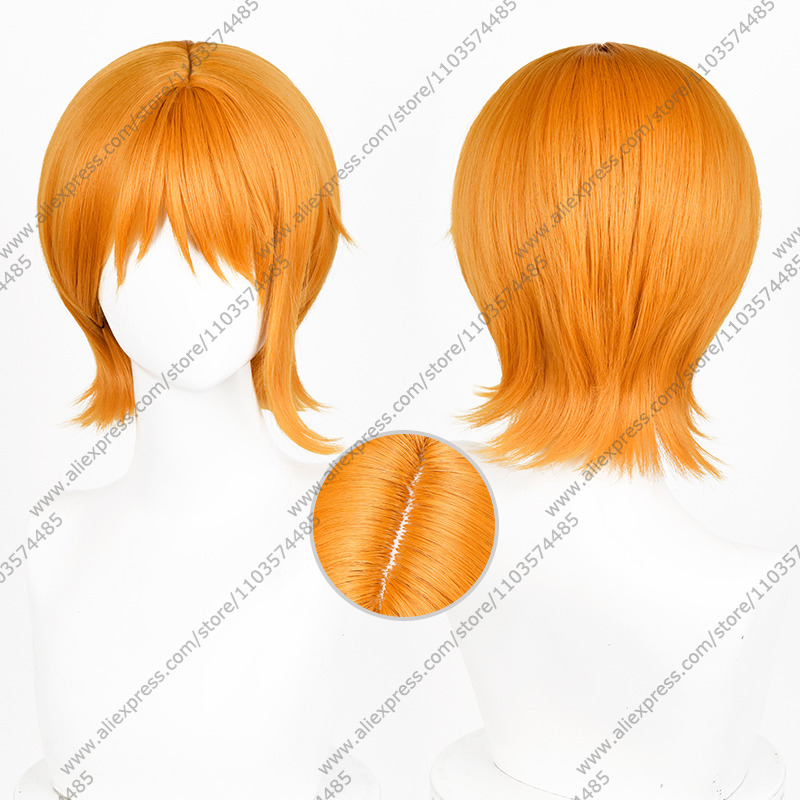 Anime Cosplay Orange Hair - Anime Nami คอสเพลย์วิกผม 30 ซม.สีส้มผมสั้นวิกผมสังเคราะห์ทนความร้อน