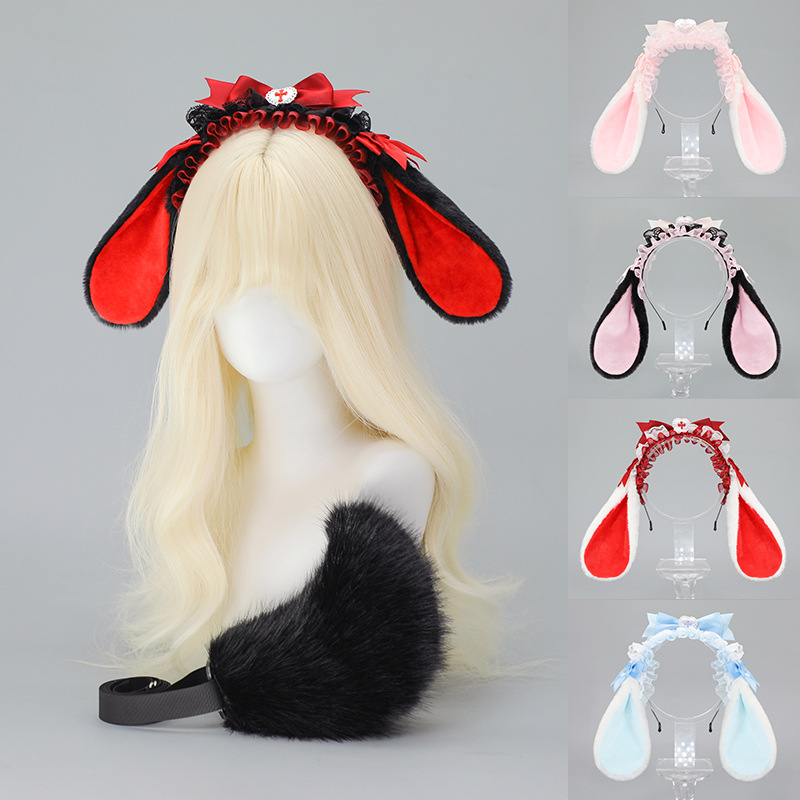 Anime Cosplay Girl Photo - Lolita กระต่ายหูแถบคาดศีรษะผู้หญิงสาว Street Self-Photo อุปกรณ์เสริมอะนิเมะคอสเพลย์เครื่องแต่งกาย Faux
