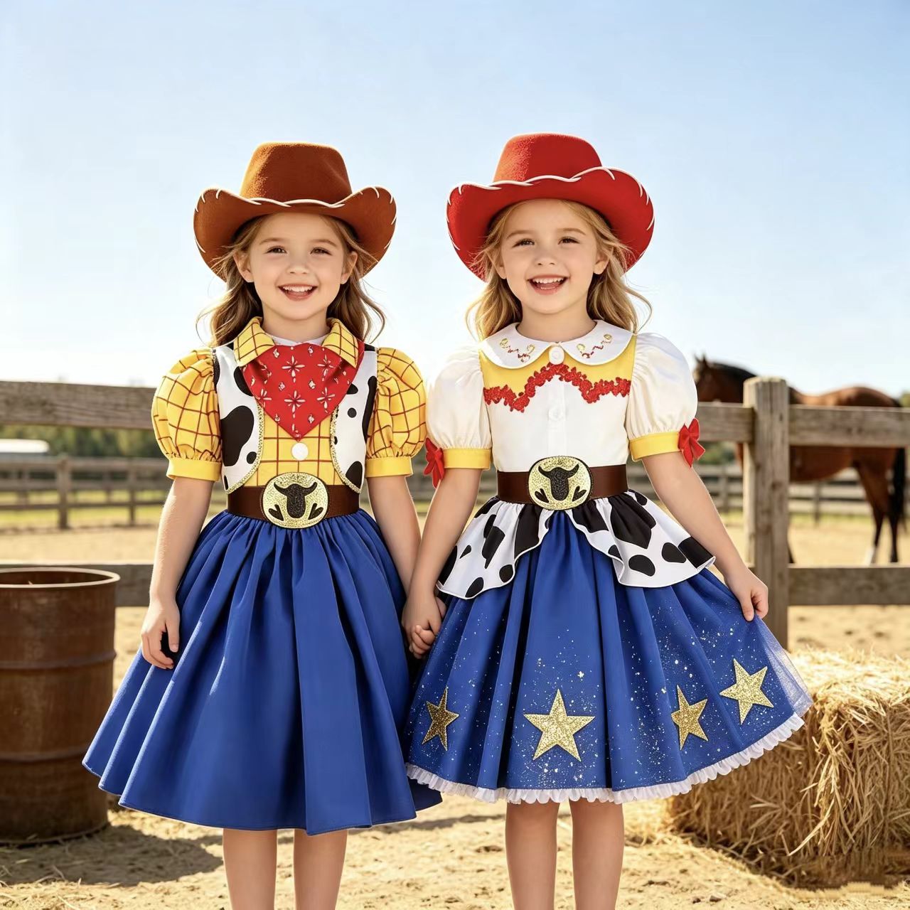 Anime Cosplay Toddler - ชุดเดรสลายวัวสำหรับเด็กผู้หญิงปี 2026 ชุดคอสเพลย์ฮาโลวีน ของเล่นเด็ก ชุดแสดงบนเวทีวันเกิด ชุดคาวบอยสำหรับเด็กเล็ก