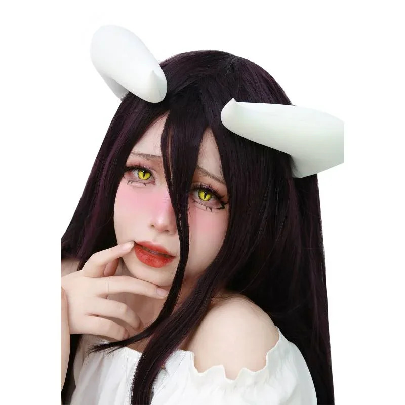 Anime Cosplay Albedo - เขาสีขาวปี 2026 พร้อมคลิปสำหรับชุดโบว์เซ็ตต์ ออเวอร์ลอร์ด อัลเบโด้ อุปกรณ์เสริมฮาโลวีน