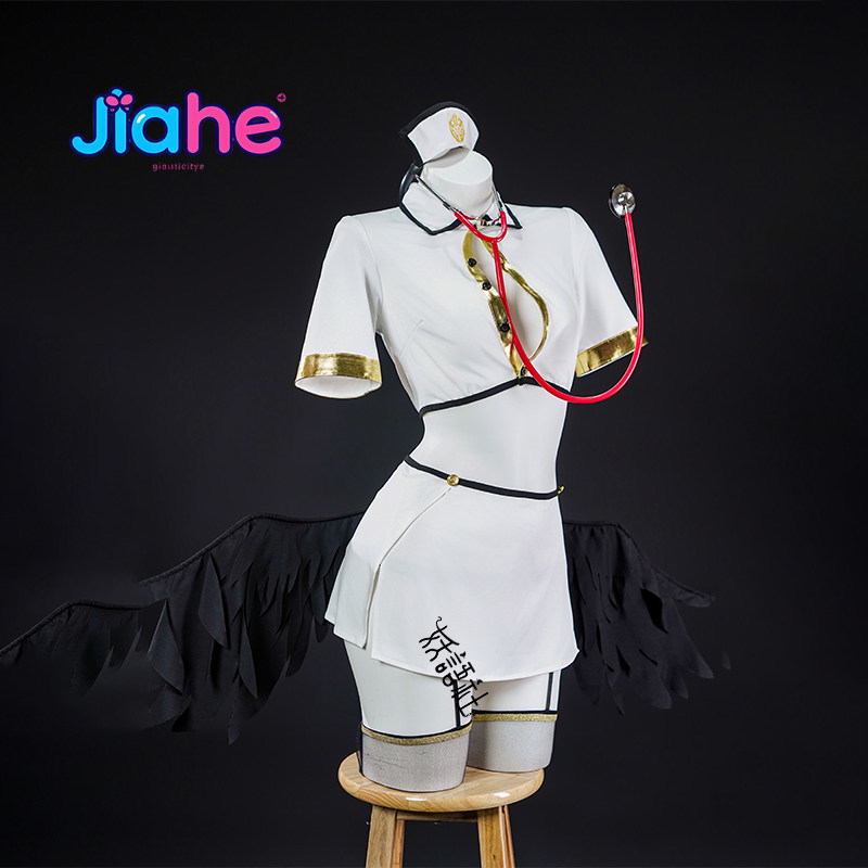 Anime Cosplay Albedo - อะนิเมะโอเวอร์ลอร์ด อัลเบโด้คอสเพลย์เครื่องแต่งกายใหม่ผู้หญิงเซ็กซี่ชุดพยาบาลกระโปรงเครื่องประดับศีรษะถุงเท้าอุปกรณ์ประกอบฉากฮาโลวีนคาร์นิวัล อัลเบโด้ชุด