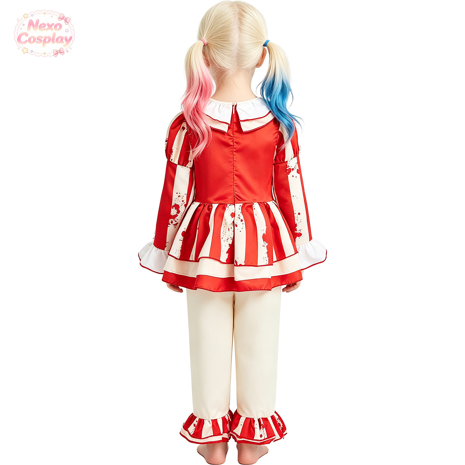 ชุดตัวตลกสยองขวัญลายทางสีแดงขา - Anime Cosplay Kid บทวิจารณ์และราคา