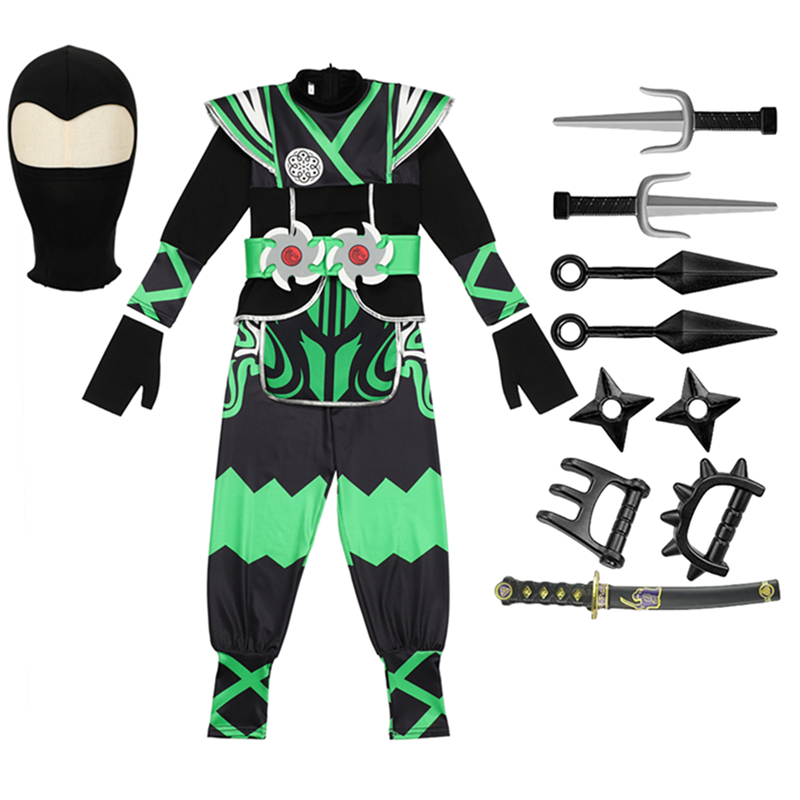 ชุดนินจาสีเขียวสำหรับเด็กพร้อม - Anime Cosplay Ninja บทวิจารณ์และราคา