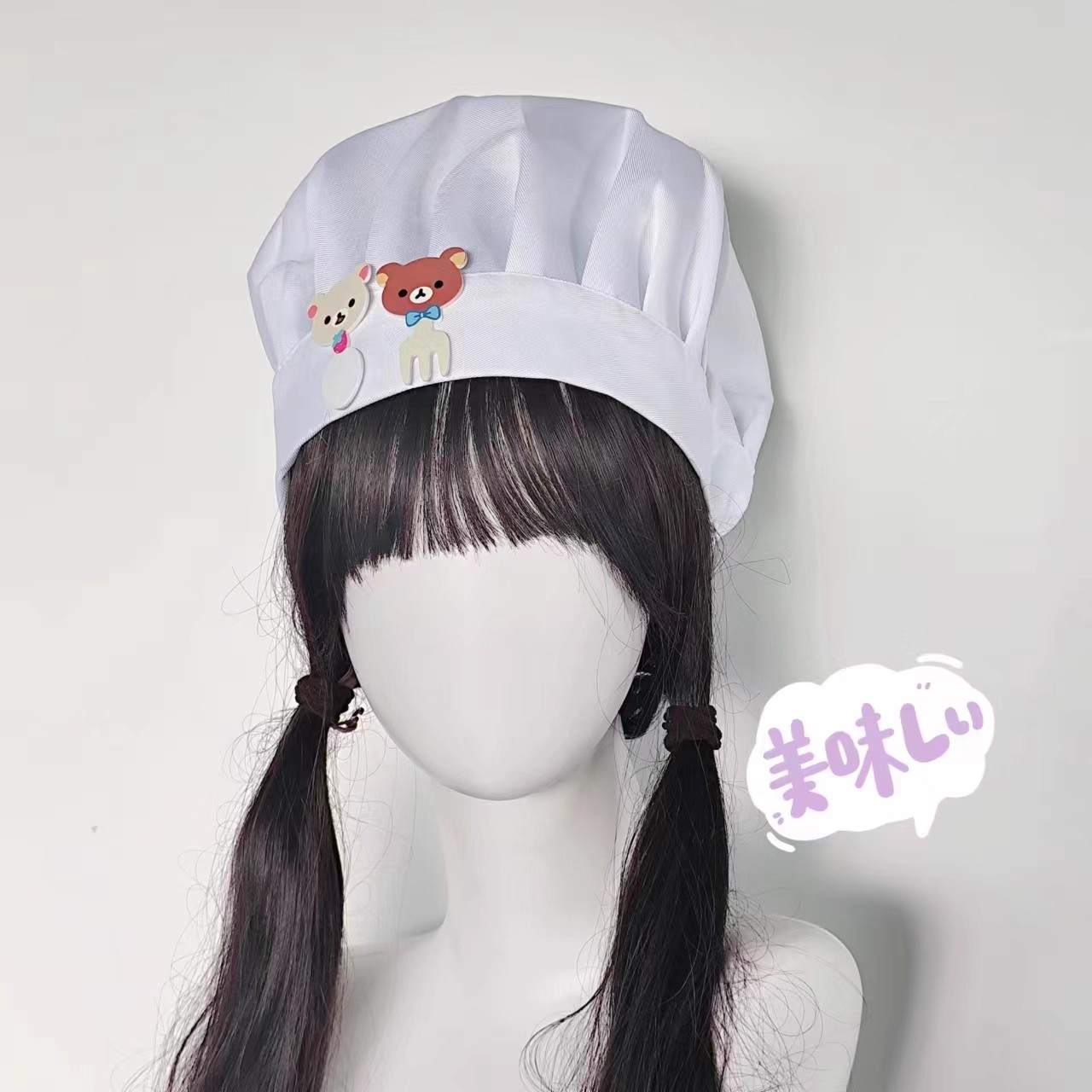 หมวกเชฟลายหมีน้อยน่ารักพร้อมมี - Anime Cosplay Girl Photo บทวิจารณ์และราคา