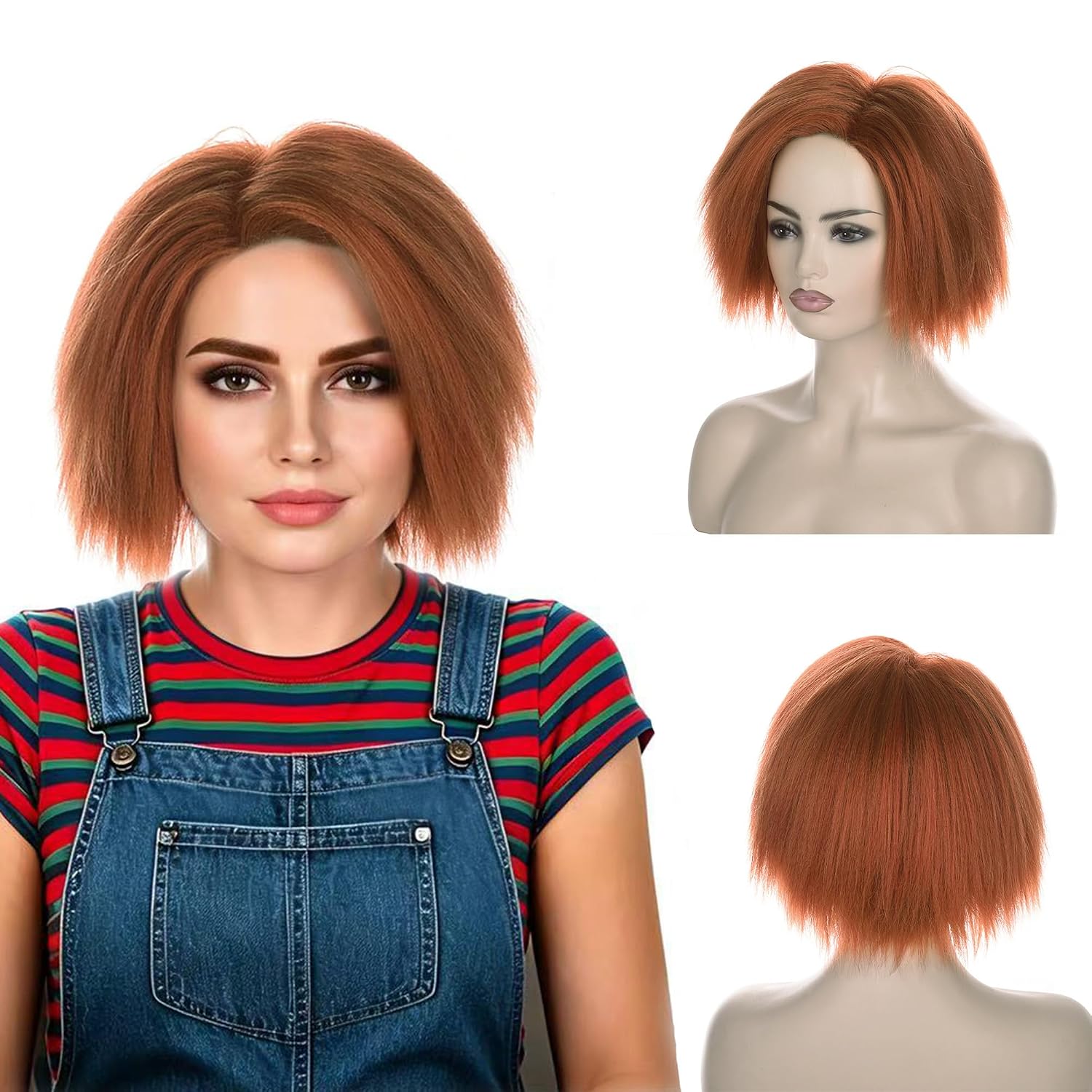 วิกผมสั้นสีส้มน้ำตาลสไตล์ยากิ  - Anime Cosplay Orange Hair บทวิจารณ์และราคา